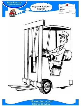 Çocuklar İçin Forklift Boyama Sayfaları 